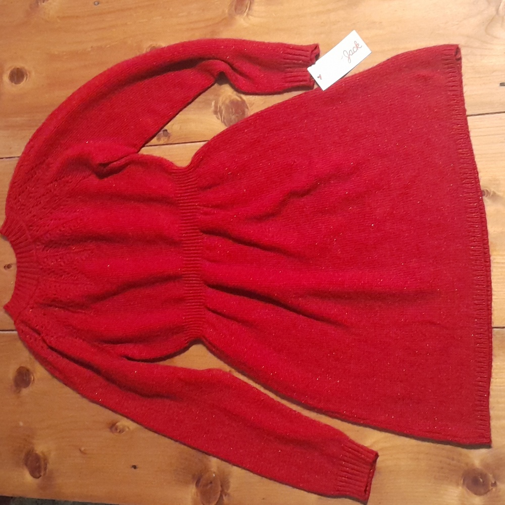Cat & Jack Sparkly Red Soft Sweater Dress Size 10/12 Holiday Valentines Party